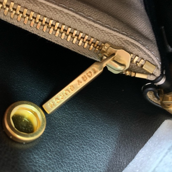 Tory Burch Lee Radziwill Double Tan Pebbled Leather Small Satchel/Shoulder Bag - Picture 15 of 16